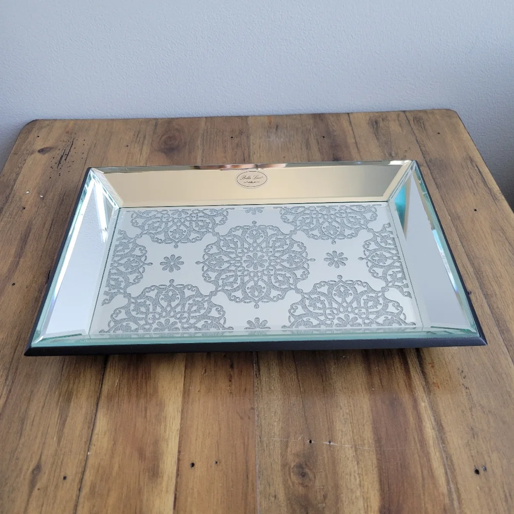 EUC Bella Lux Vanity Tray Mirrored Bathroom Accessory